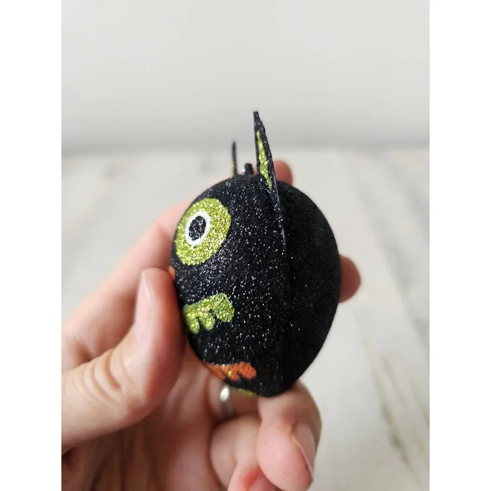 Pier‎ 1 cat glitter ornament rare Xmas tree black green